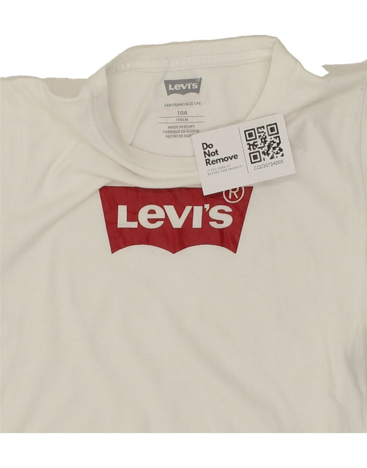 LEVI'S Boys Graphic T-Shirt Top 9-10 Years White Cotton Vintage Levi's and Second-Hand Levi's from Messina Hembry 
