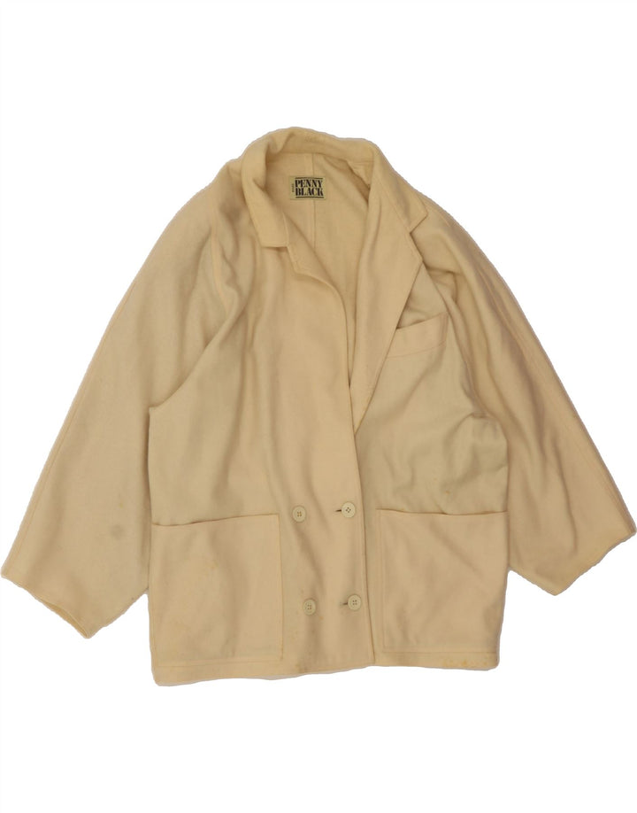 PENNY BLACK Womens Oversized Double Breasted Coat UK 12 Medium Beige Wool Vintage Penny Black and Second-Hand Penny Black from Messina Hembry 
