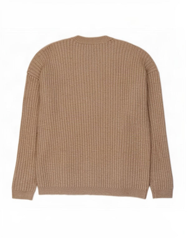 Marks & Spencer Womens Crew Neck Jumper Sweater UK 14 Medium Brown