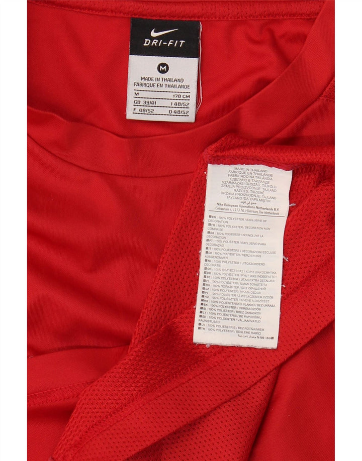 Nike Mens Dri Fit T-Shirt Top UK 39/41 Medium Red Polyester