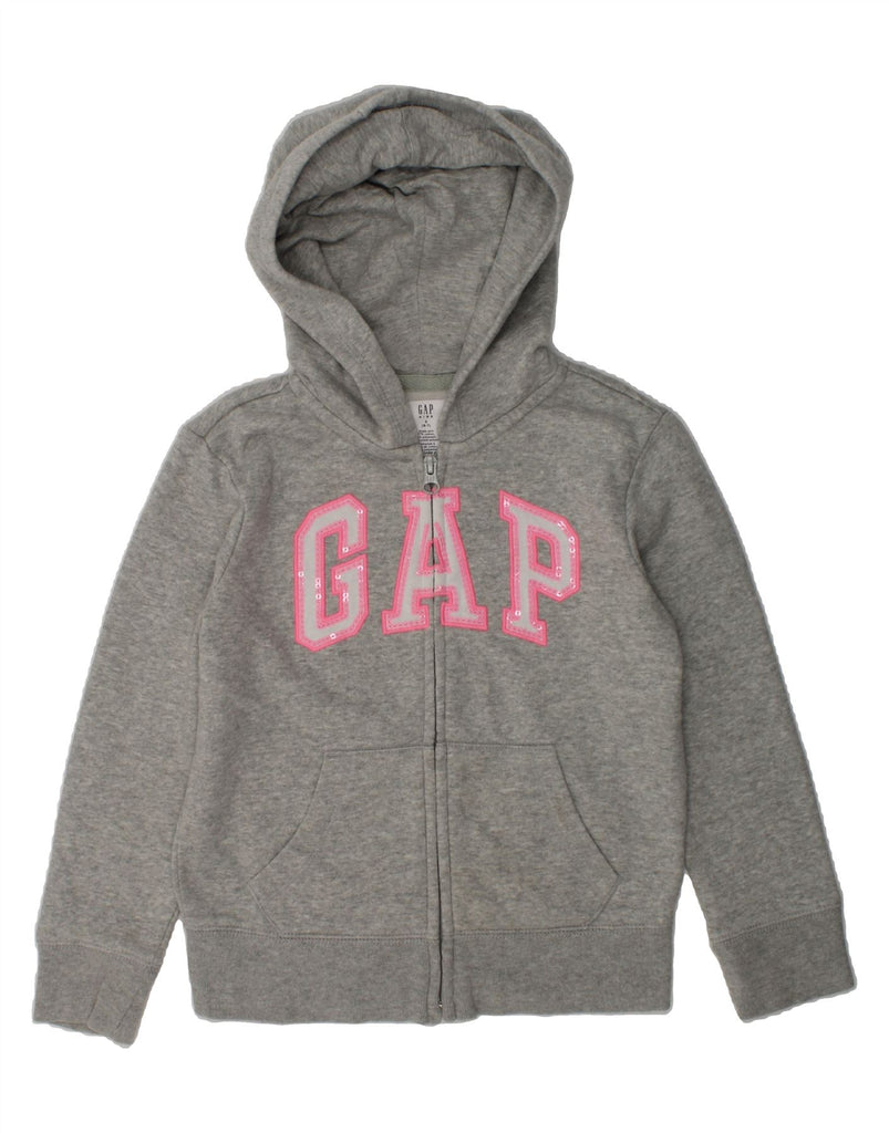 GAP Girls Graphic Zip Hoodie Sweater 6-7 Years Small Grey Cotton | Vintage Gap | Thrift | Second-Hand Gap | Used Clothing | Messina Hembry 