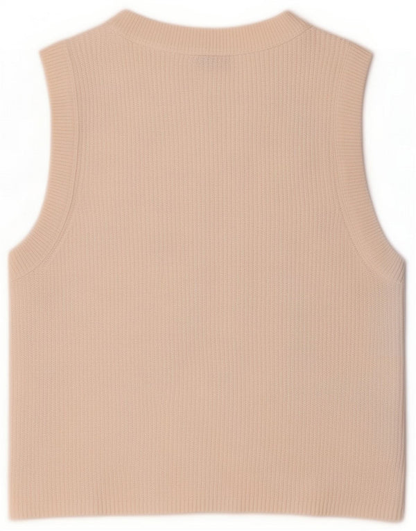 Massimo Dutti Womens Crop Vest Top UK 12 Medium White Cotton