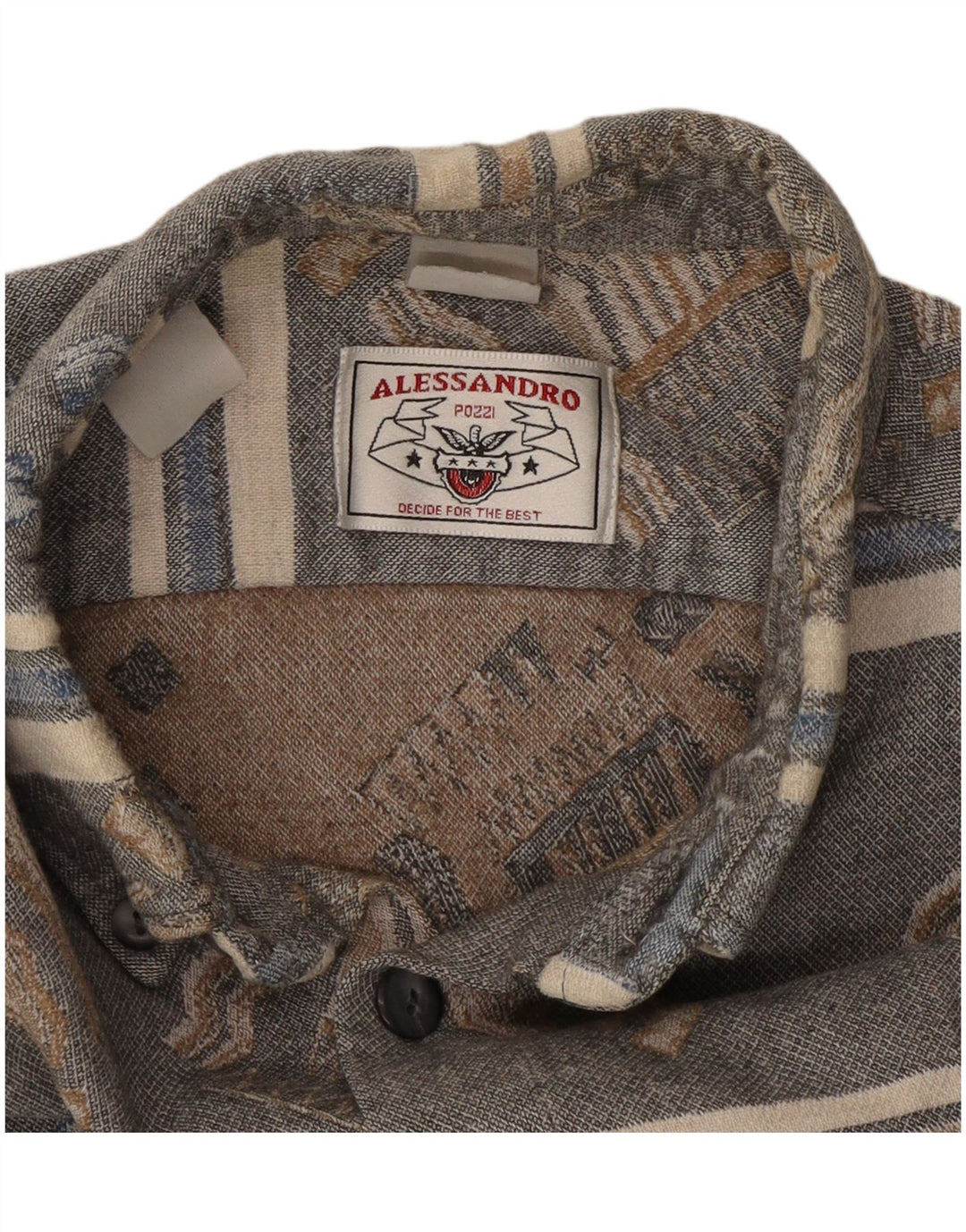 Vintage Mens Flannel Shirt Large Grey Striped