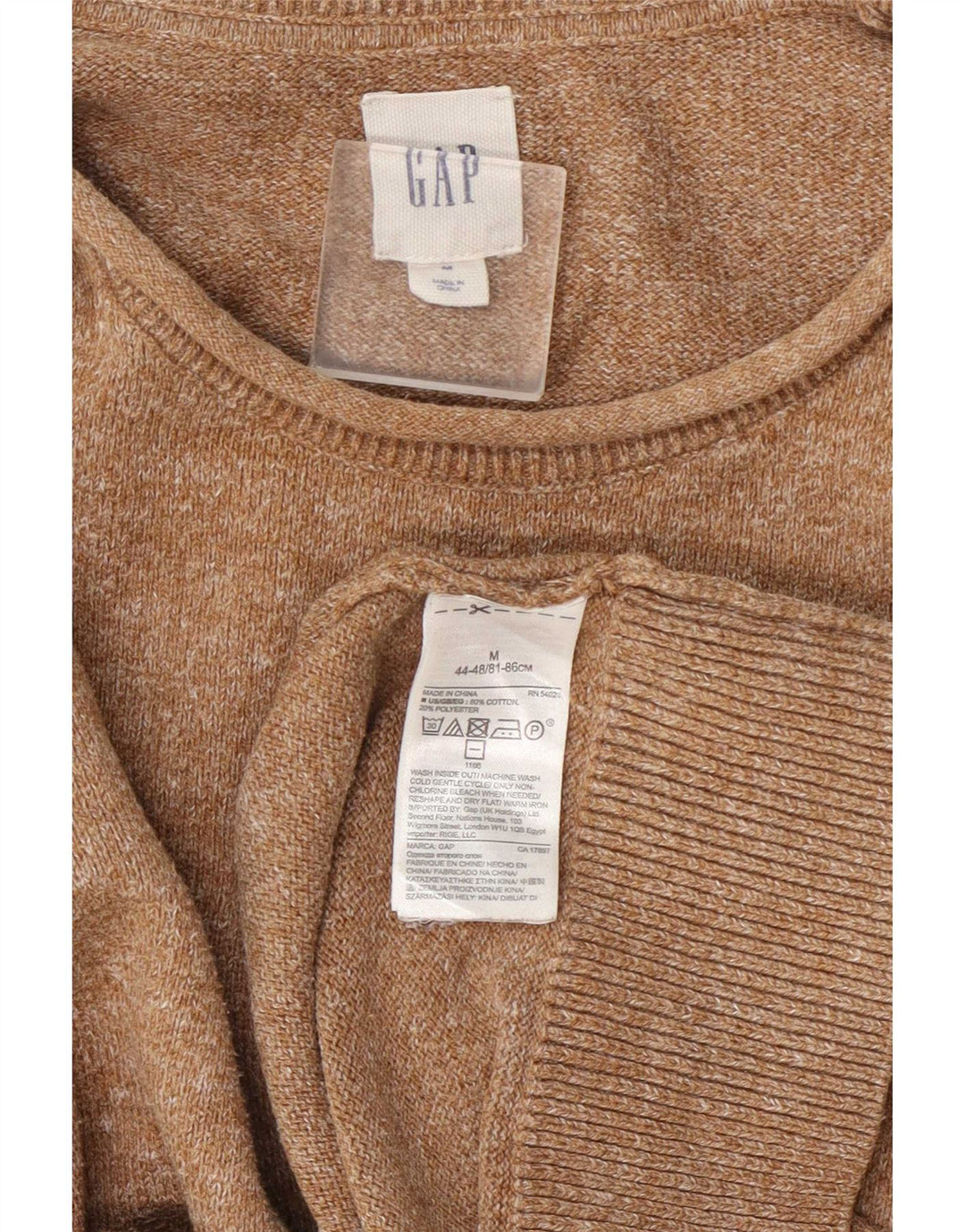 Gap Mens Boat Neck Jumper Sweater Medium Beige Flecked Cotton