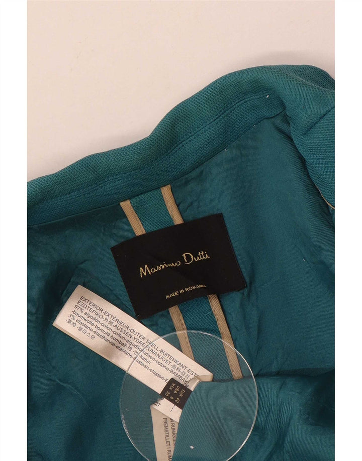 Massimo Dutti Womens 1 Button Blazer Jacket EU 40 Medium Blue Cotton