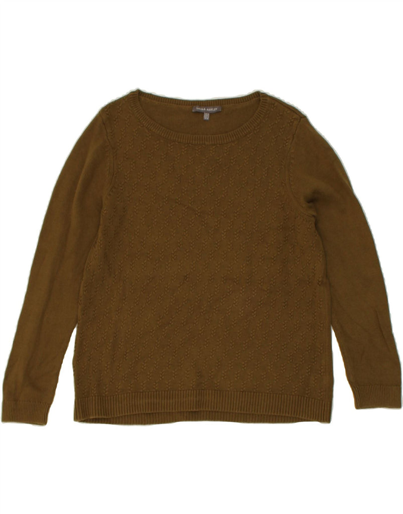 LAURA ASHLEY Womens Boat Neck Jumper Sweater UK 16 Large Khaki Cotton | Vintage Laura Ashley | Thrift | Second-Hand Laura Ashley | Used Clothing | Messina Hembry 