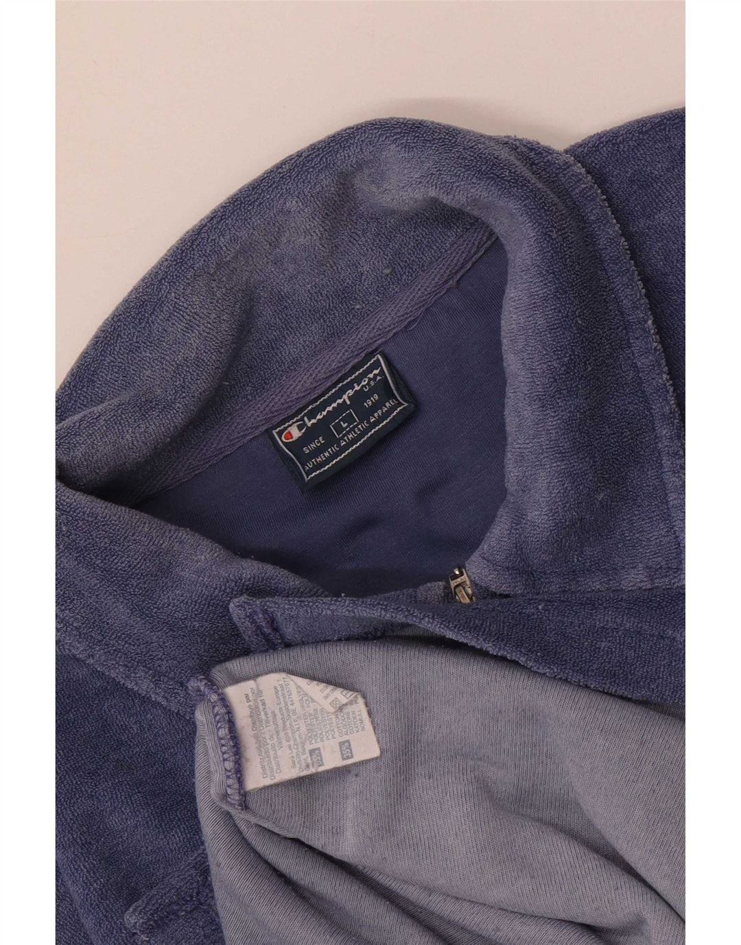 Champion Mens Velvet Polo Shirt Large Blue Polyester