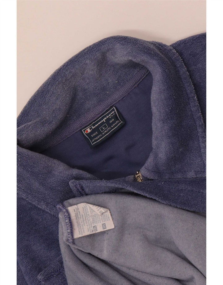 Champion Mens Velvet Polo Shirt Large Blue Polyester