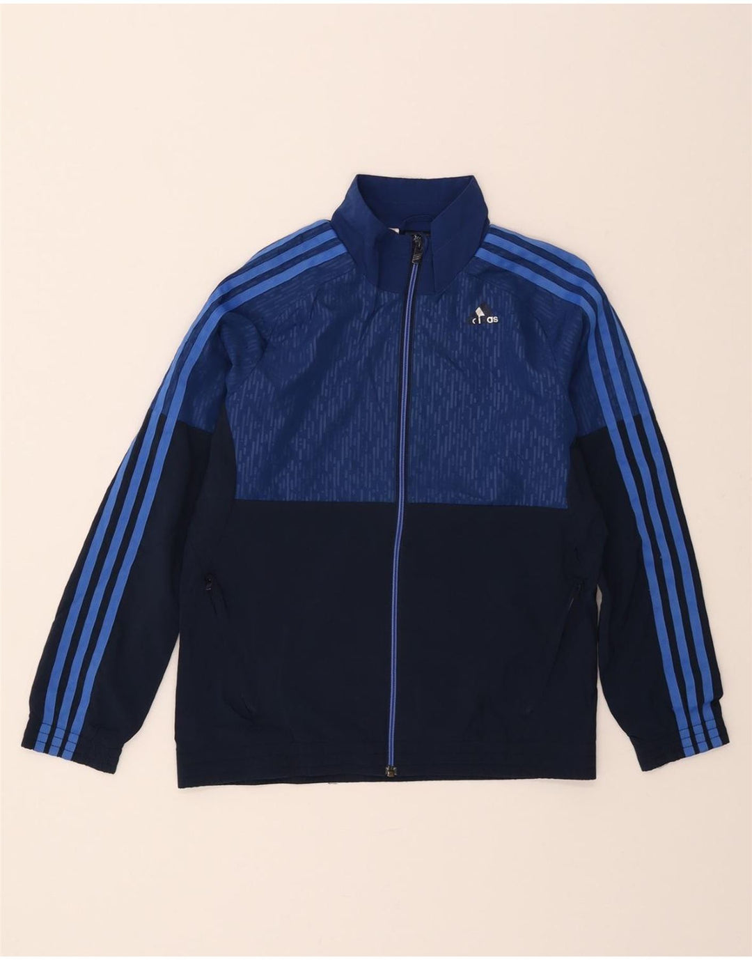 ADIDAS Boys Tracksuit Top Jacket 13-14 Years Navy Blue Colourblock Vintage Adidas and Second-Hand Adidas from Messina Hembry 