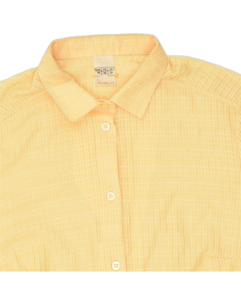 VINTAGE Womens Shirt UK 18 XL Yellow Check Polyester | Vintage Vintage | Thrift | Second-Hand Vintage | Used Clothing | Messina Hembry 