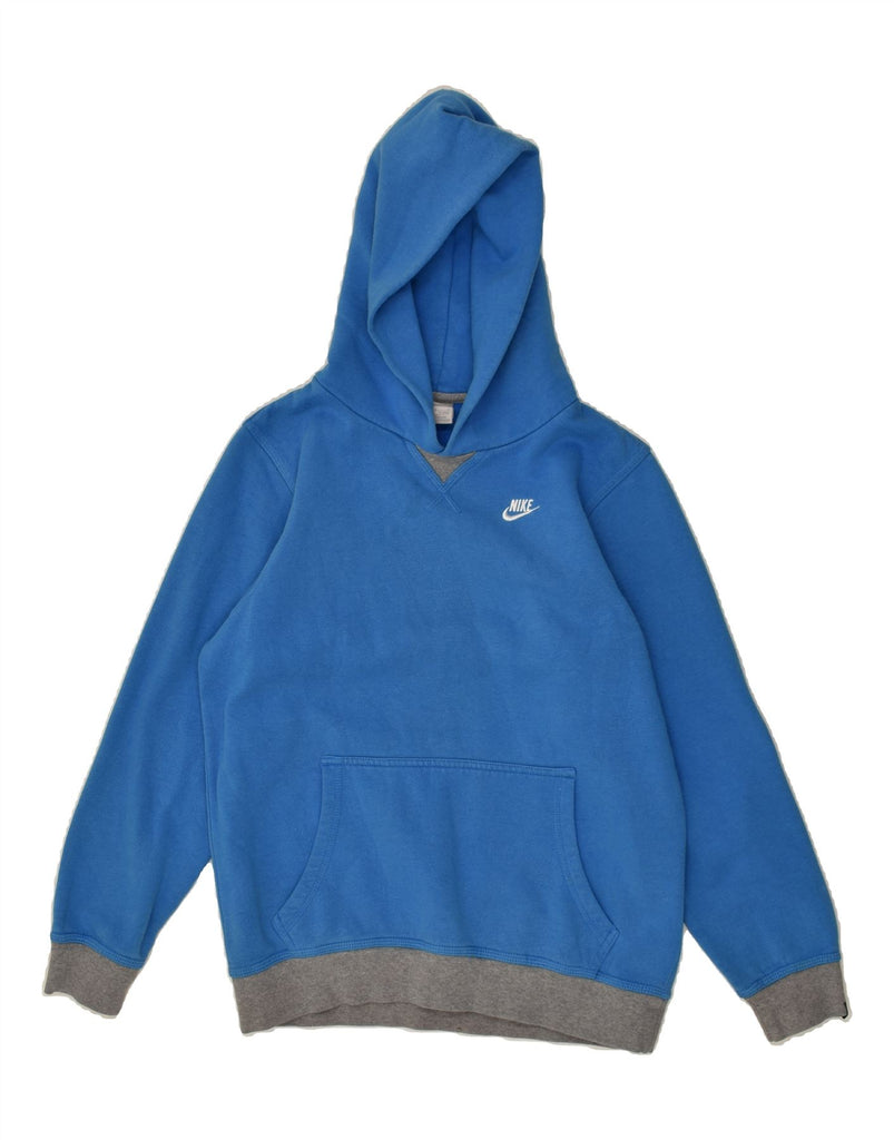 NIKE Boys Hoodie Jumper 12-13 Years Blue Cotton | Vintage Nike | Thrift | Second-Hand Nike | Used Clothing | Messina Hembry 