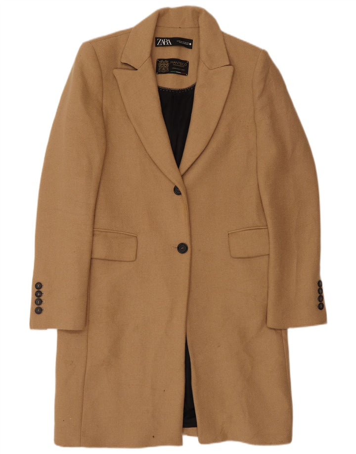 Zara Womens Overcoat UK 6 XS Beige Classic
