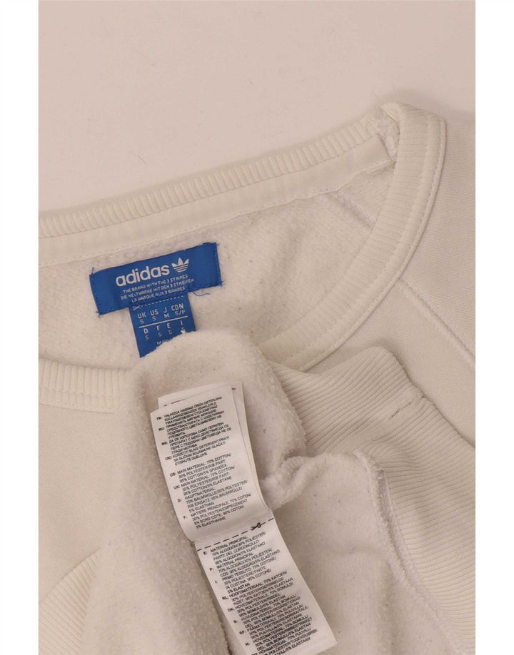 Adidas Mens Graphic Sweatshirt Jumper Small White Cotton