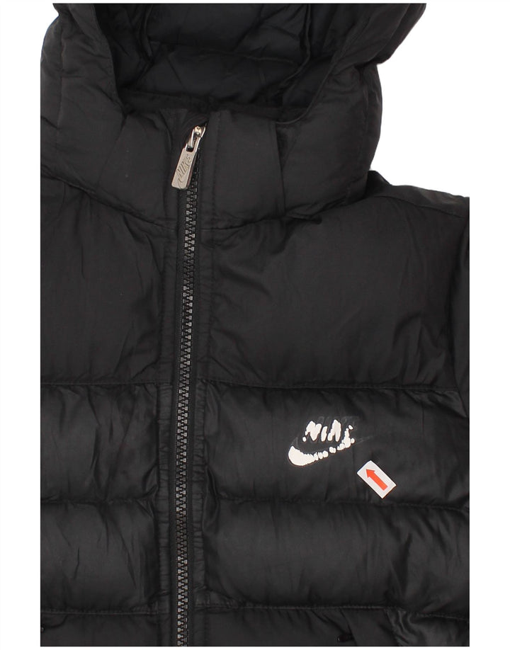 NIKE Boys Hooded Padded Jacket 5-6 Years Medium Black Polyester