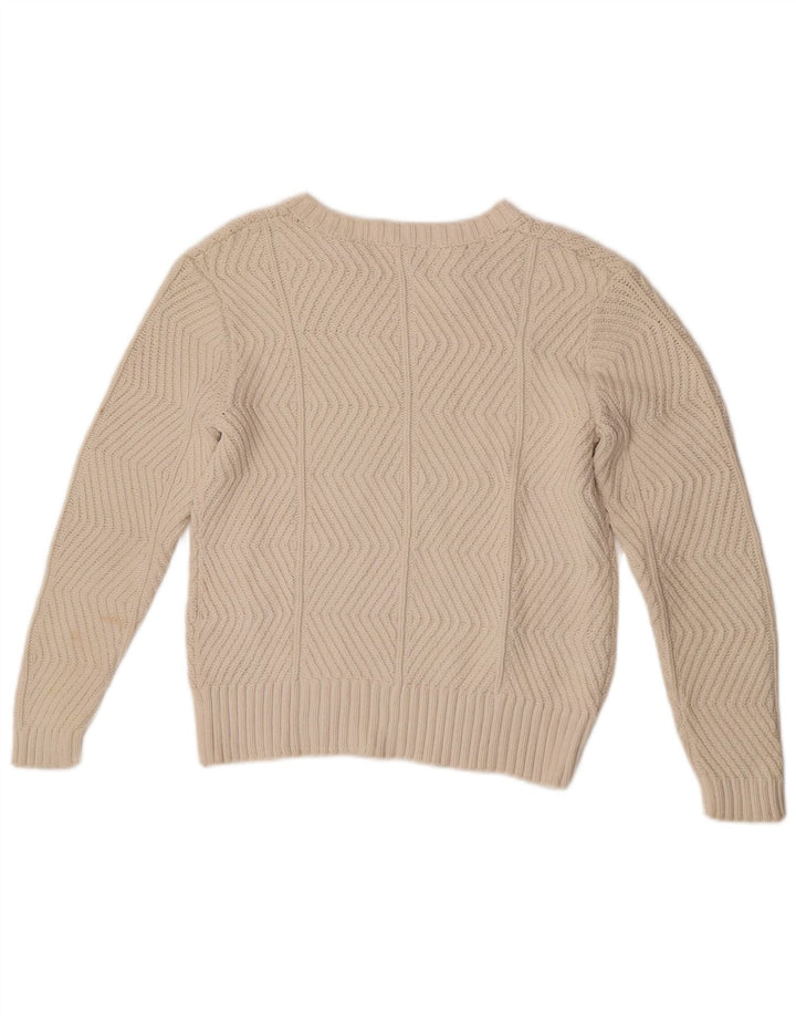 Marks & Spencer Womens V-Neck Jumper Sweater UK 10 Small Off White