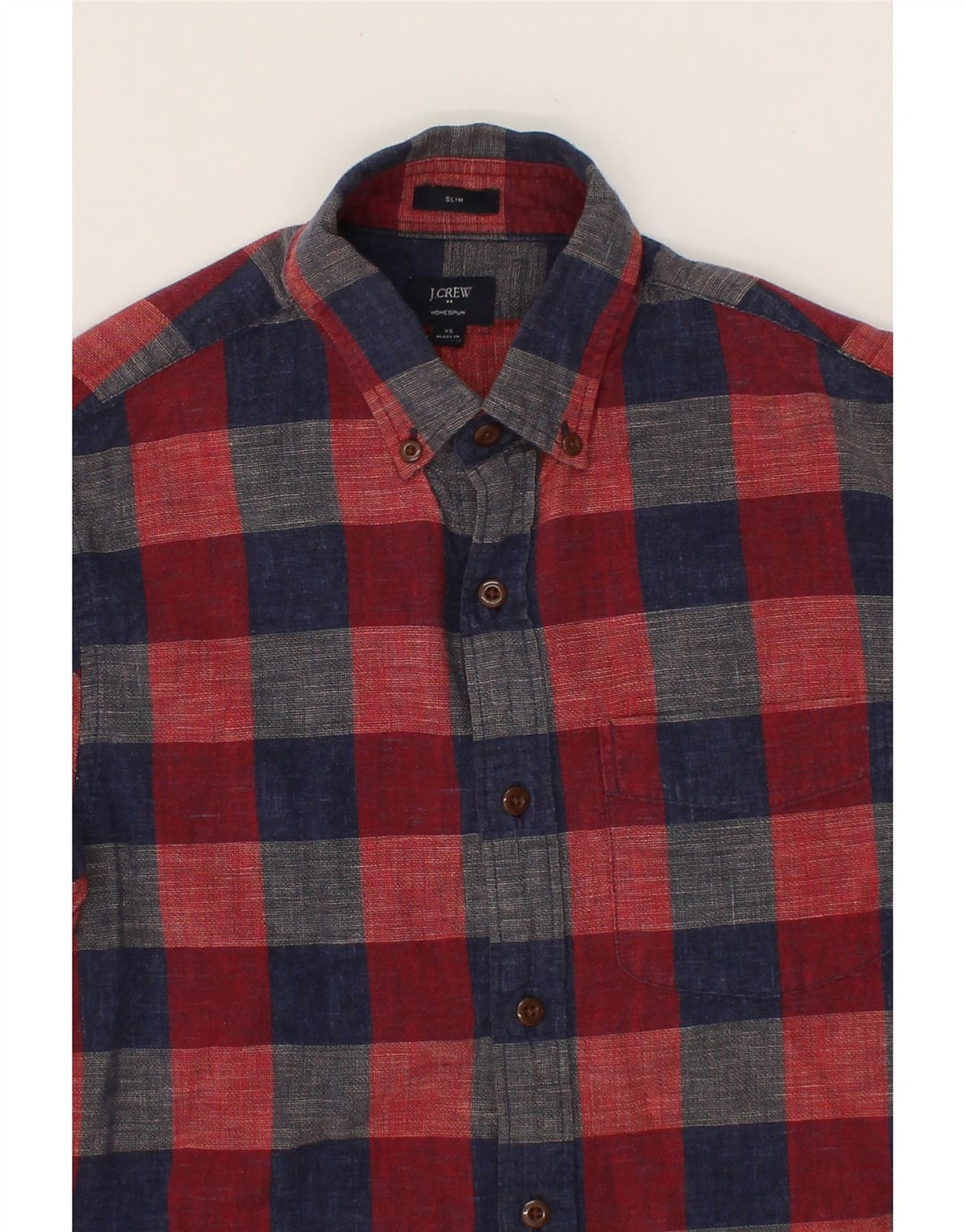 J. CREW Mens Slim Flannel Shirt XS Red Check Cotton Vintage J. Crew and Second-Hand J. Crew from Messina Hembry 