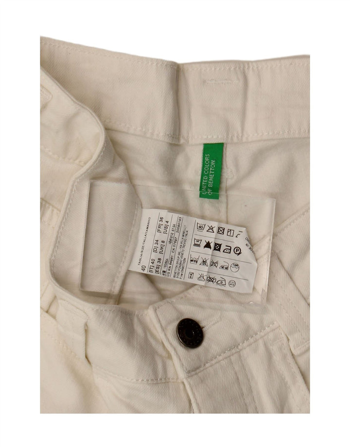 Benetton Womens Denim Shorts UK 8 Small W30  White Cotton
