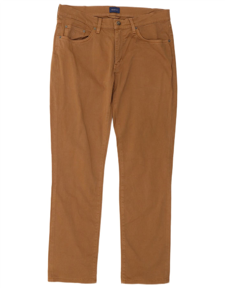 Gant Mens Slim Cargo Trousers W34 L32 Brown Cotton