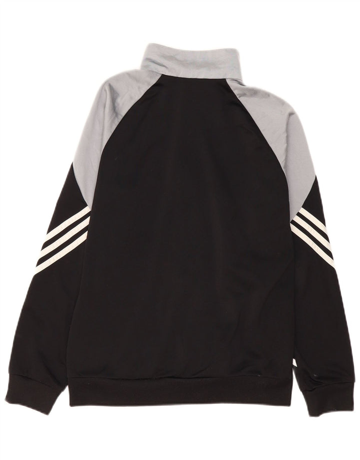 Adidas Boys Tracksuit Top Jacket 13-14 Years XL Black Colourblock Polyester
