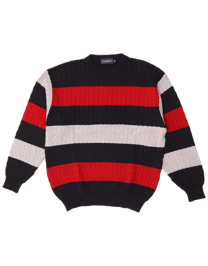 GILBERTO Mens Crew Neck Jumper Sweater Medium Multicoloured Colourblock