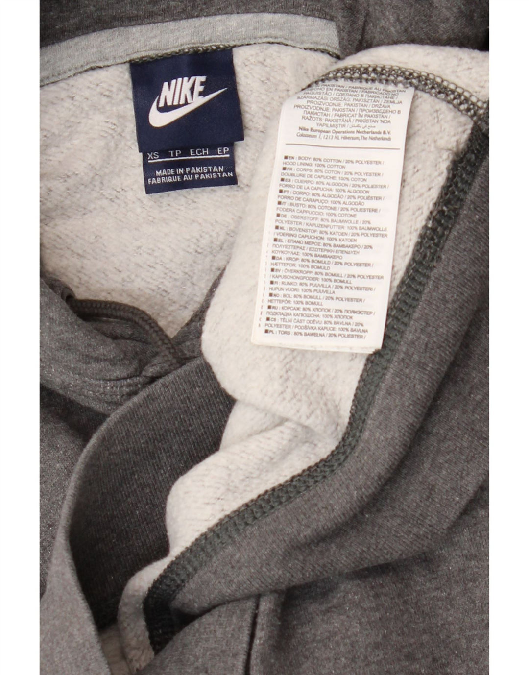 NIKE Mens Hoodie Jumper XS Grey Cotton Vintage Nike and Second-Hand Nike from Messina Hembry 
