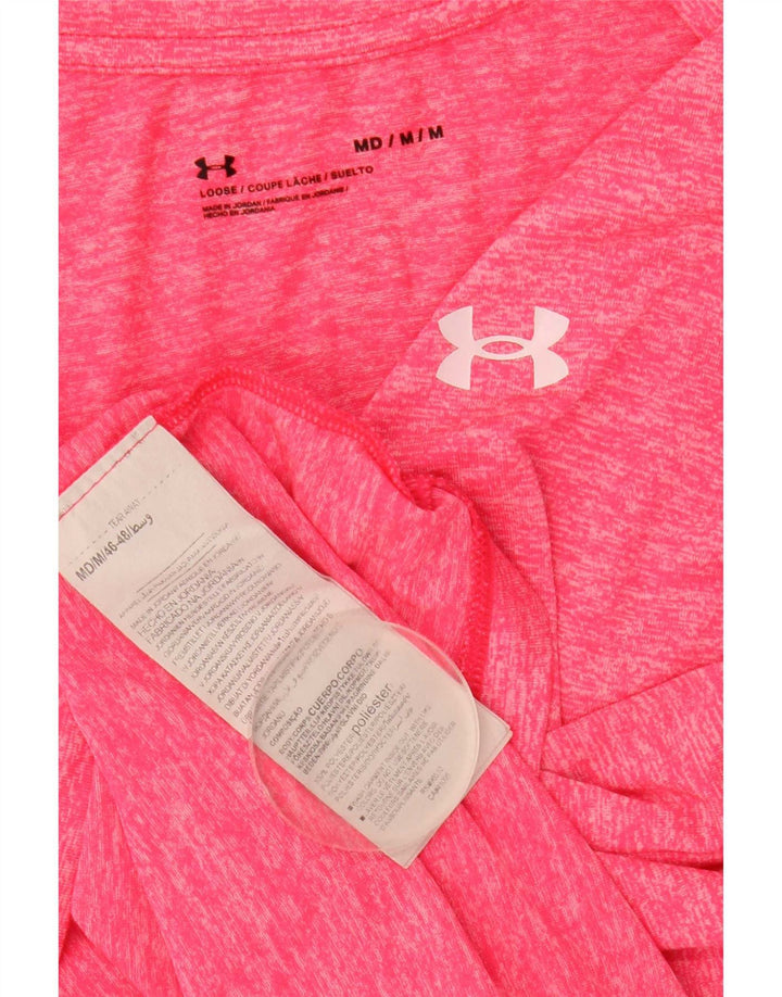 Under Armour Womens Graphic T-Shirt Top UK 12 Medium Pink Flecked Polyester