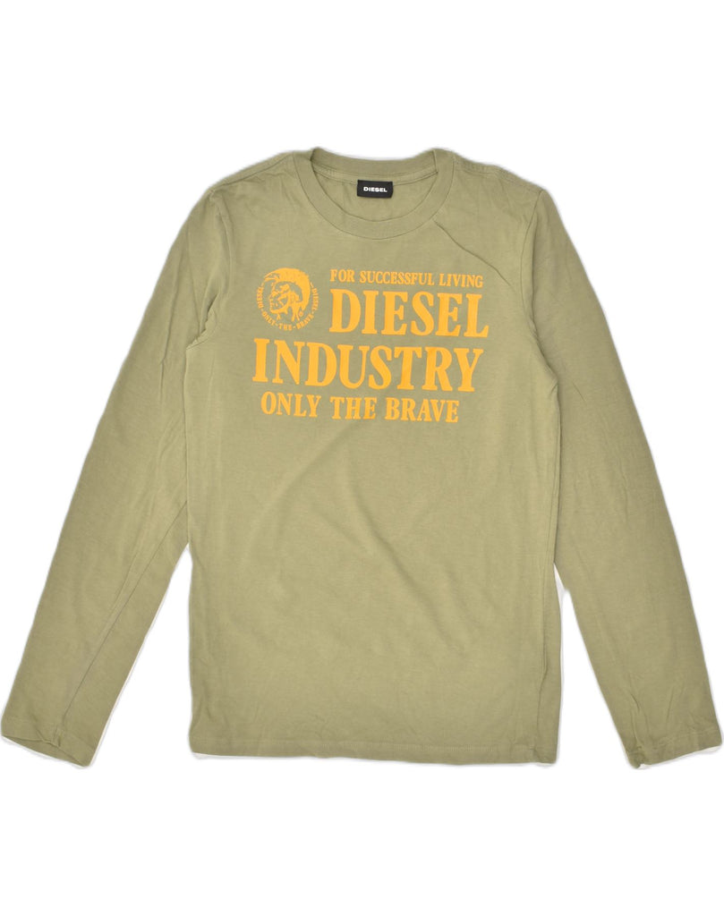 DIESEL Boys Graphic Top Long Sleeve 11-12 Years Khaki Cotton | Vintage Diesel | Thrift | Second-Hand Diesel | Used Clothing | Messina Hembry 