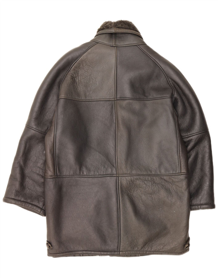 Vintage Mens Shearling Overcoat UK 42 XL Black