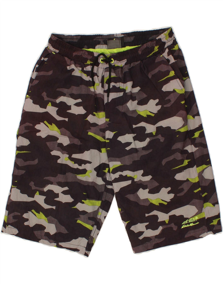 EDDIE BAUER Boys Sport Shorts 15-16 Years XL Grey Camouflage Polyester Vintage Eddie Bauer and Second-Hand Eddie Bauer from Messina Hembry 