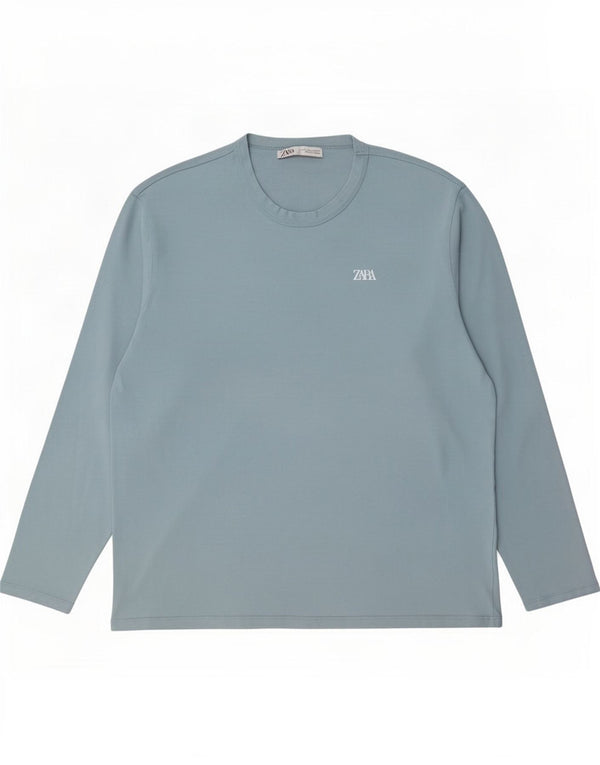 Zara Mens Top Long Sleeve Large Blue