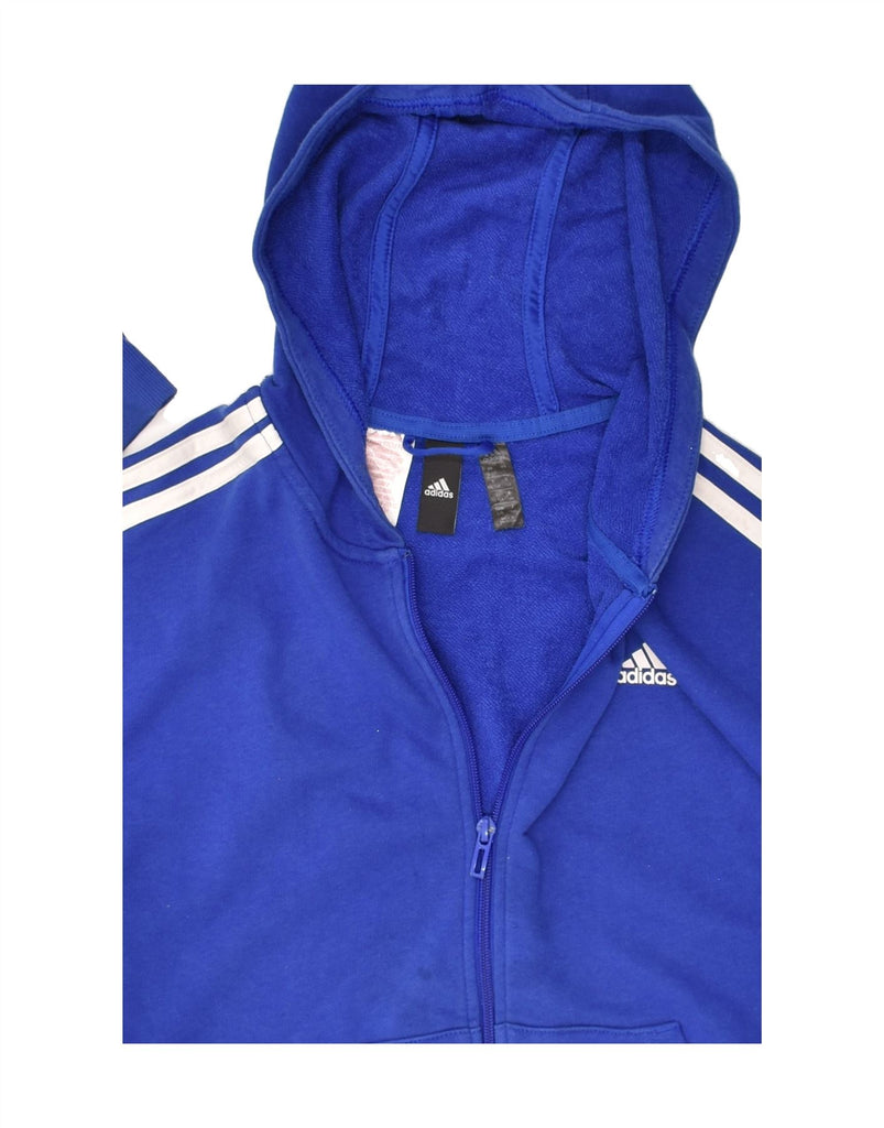 ADIDAS Boys Zip Hoodie Sweater 13-14 Years Blue Cotton | Vintage Adidas | Thrift | Second-Hand Adidas | Used Clothing | Messina Hembry 