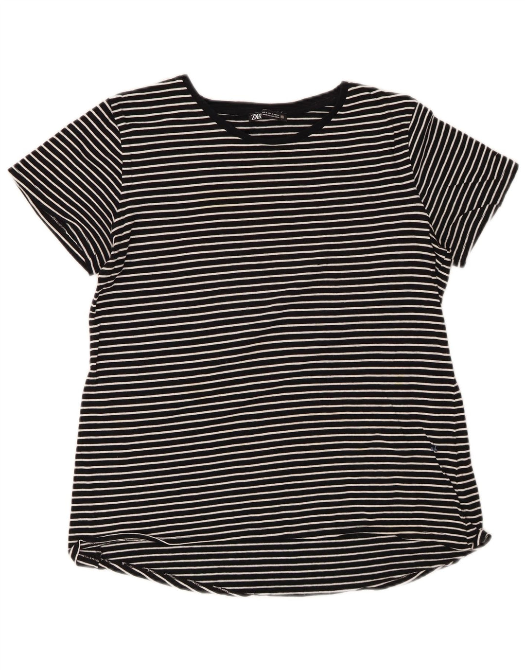 Zara Womens T-Shirt Top UK 10 Small Black Striped
