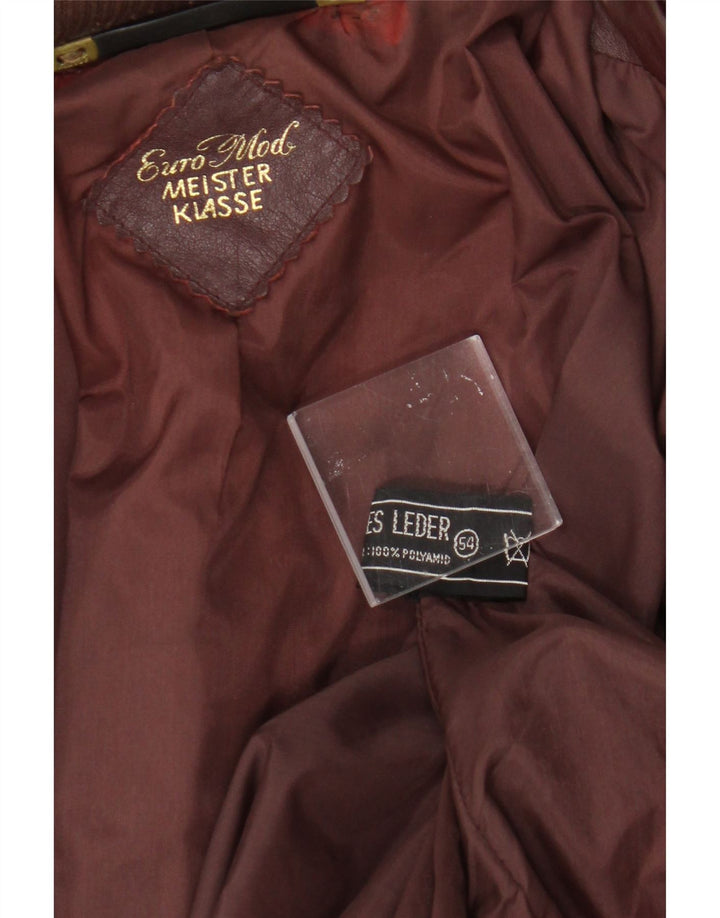 Vintage Womens Bomber Leather Jacket IT 54 2XL Burgundy Leather