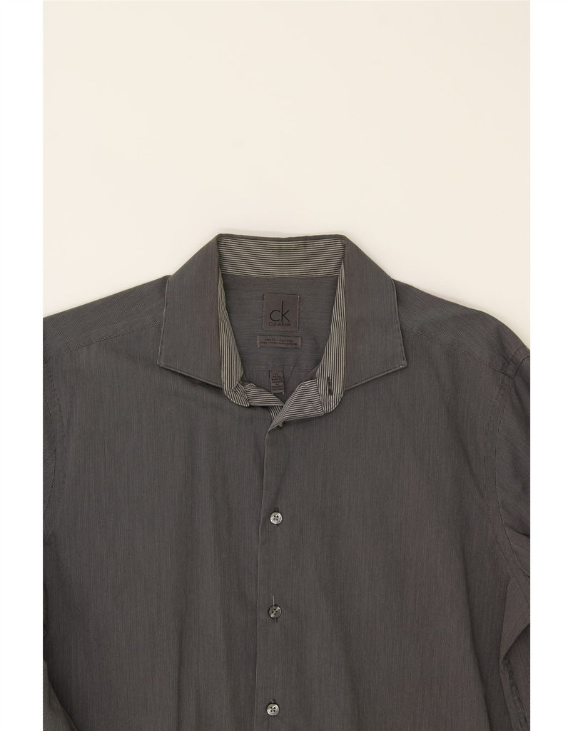 CALVIN KLEIN Mens Slim Fit Shirt Size 16 Large Grey Pinstripe Vintage Calvin Klein and Second-Hand Calvin Klein from Messina Hembry 