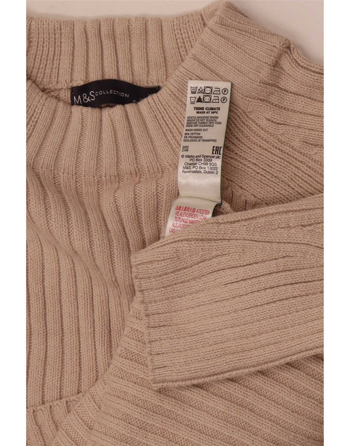 Marks & Spencer Womens Turtle Neck Jumper Sweater XS Beige Cotton