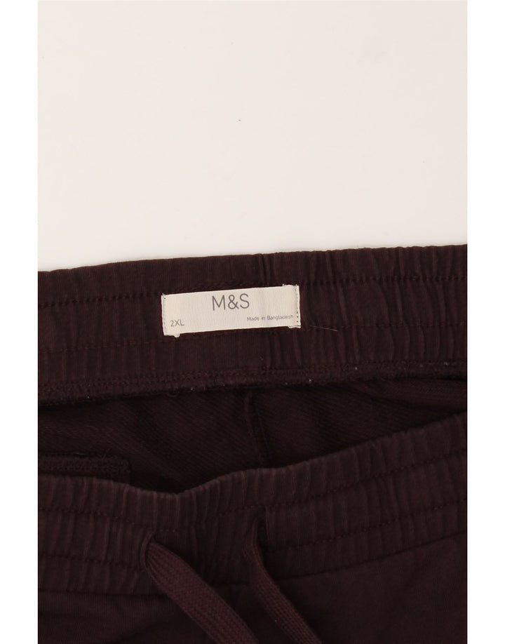 MARKS & SPENCER Womens Tracksuit Trousers UK 20 2XL Maroon Cotton Vintage Marks & Spencer and Second-Hand Marks & Spencer from Messina Hembry 