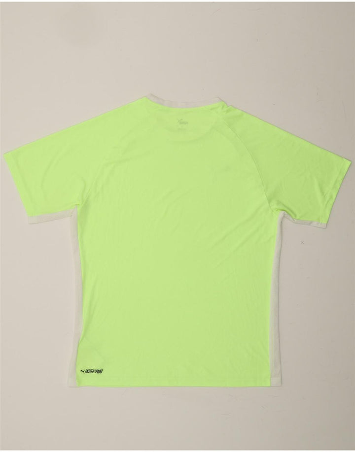 PUMA Mens T-Shirt Top Large Green Colourblock Polyester Vintage Puma and Second-Hand Puma from Messina Hembry 
