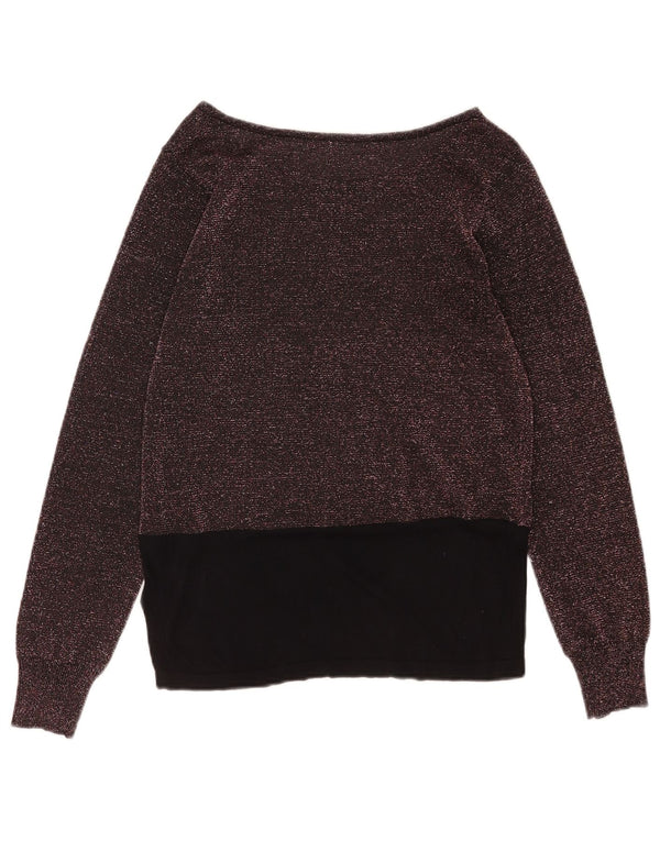 Marks & Spencer Womens Boat Neck Jumper Sweater UK 12 Medium Burgundy