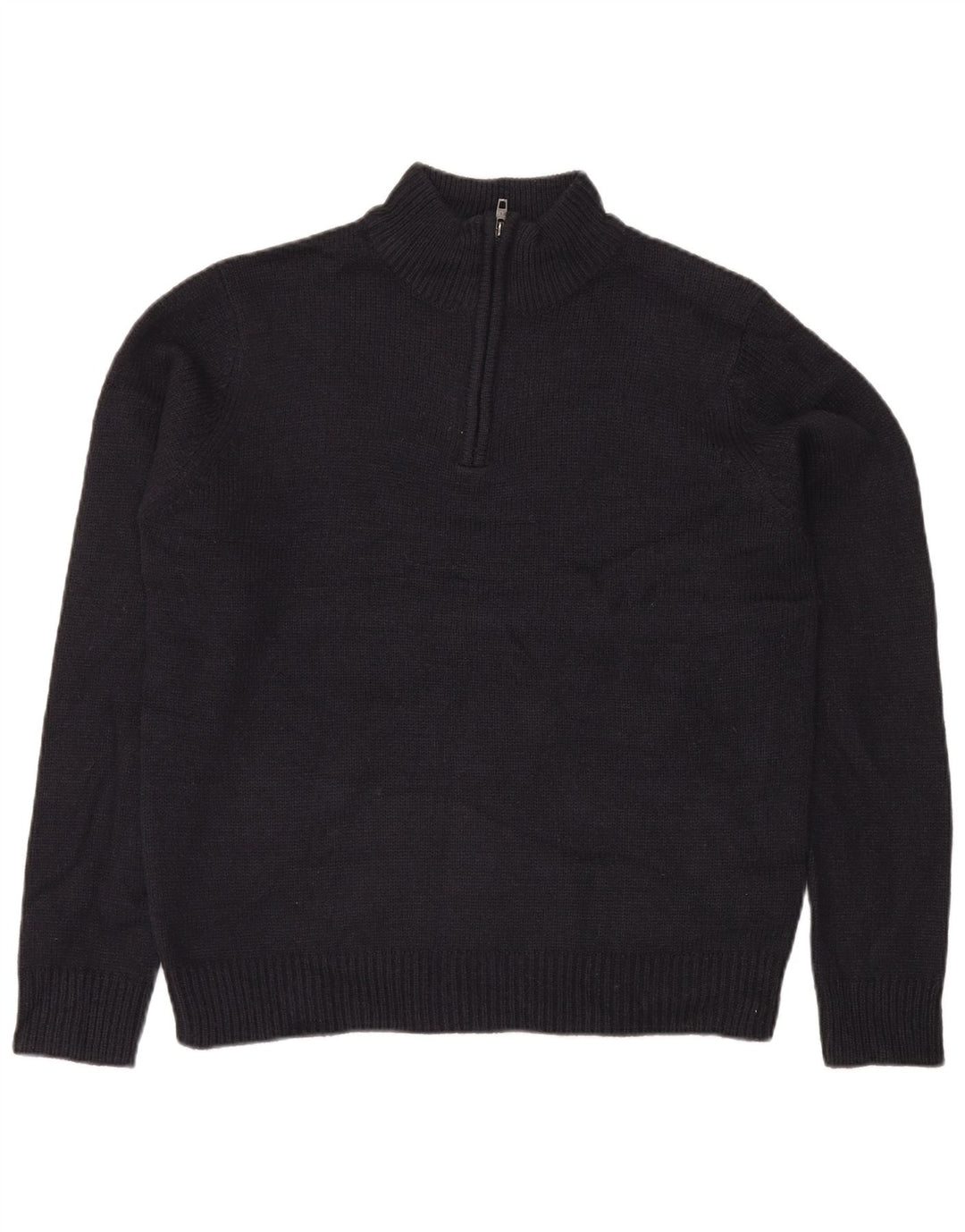 French Connection Mens Zip Neck Jumper Sweater Large Navy Blue Acrylic