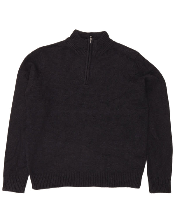 French Connection Mens Zip Neck Jumper Sweater Large Navy Blue Acrylic