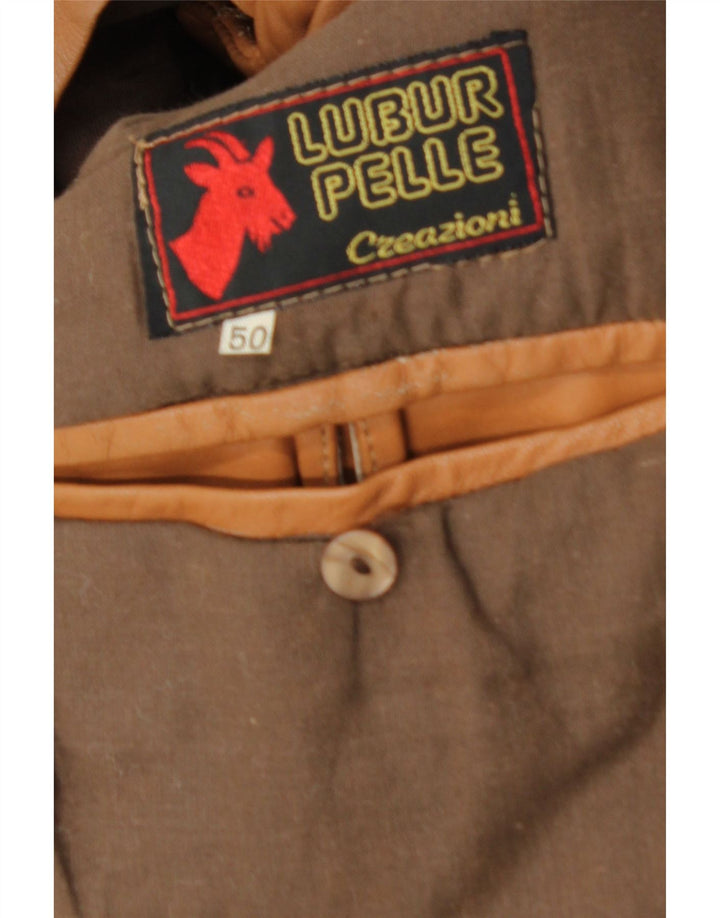 Vintage Mens Leather Coat IT 50 Large Brown Leather