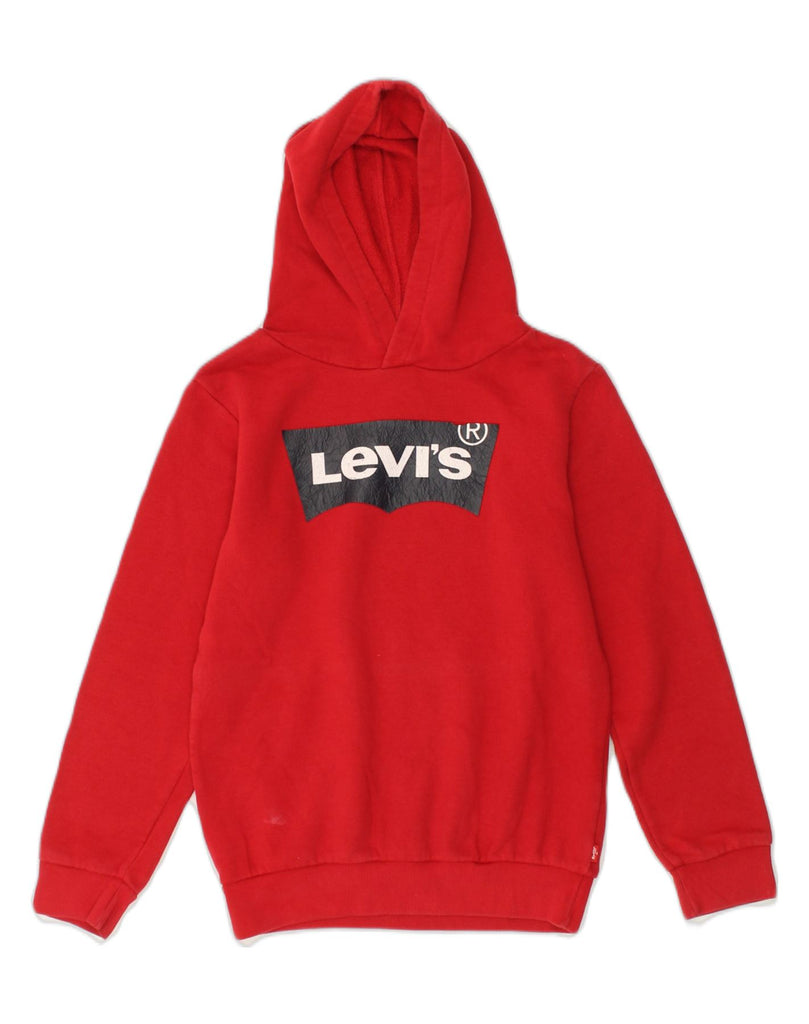 LEVI'S Boys Graphic Hoodie Jumper 10-11 Years Large Red Cotton | Vintage Levi's | Thrift | Second-Hand Levi's | Used Clothing | Messina Hembry 