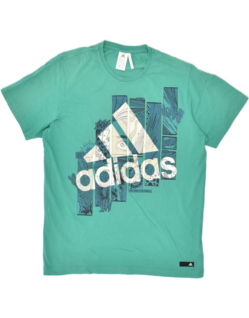 ADIDAS Mens Graphic T-Shirt Top Large Green Cotton | Vintage Adidas | Thrift | Second-Hand Adidas | Used Clothing | Messina Hembry 