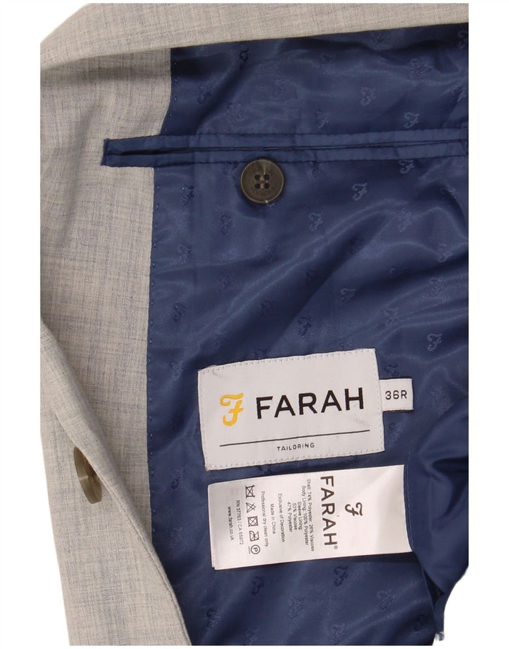 Farah Mens 2 Button Blazer Jacket UK 36 Small Grey Polyester