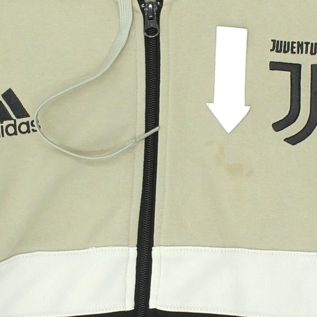 Juventus Mens Black Beige Full Zip Adidas Hoodie | Italian Football Hoody VTG | Vintage Messina Hembry | Thrift | Second-Hand Messina Hembry | Used Clothing | Messina Hembry 