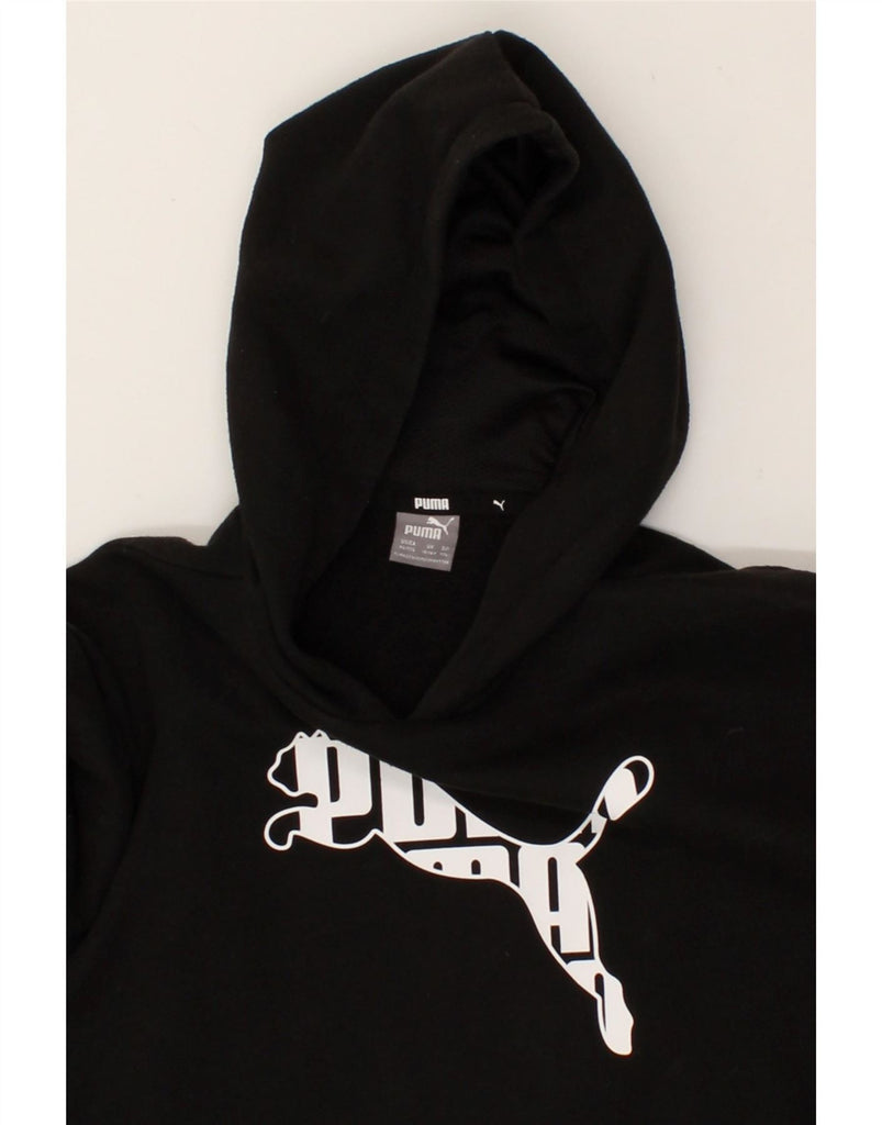 PUMA Boys Graphic Hoodie Jumper 15-16 Years Black Cotton Vintage Puma and Second-Hand Puma from Messina Hembry 