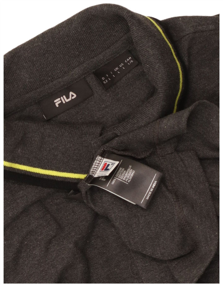 Fila Mens Polo Shirt Large Grey Cotton