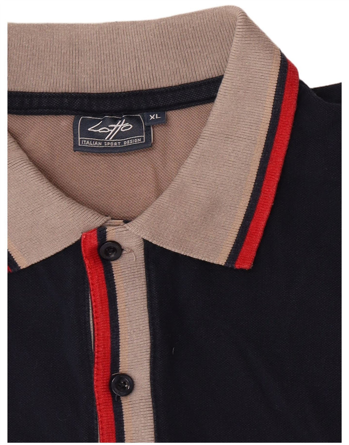 Lotto Mens Polo Shirt XL Navy Blue Striped