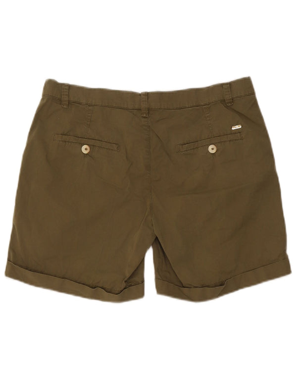 Massimo Dutti Womens Casual Fit Chino Shorts EU 38 Small W28 Khaki Cotton
