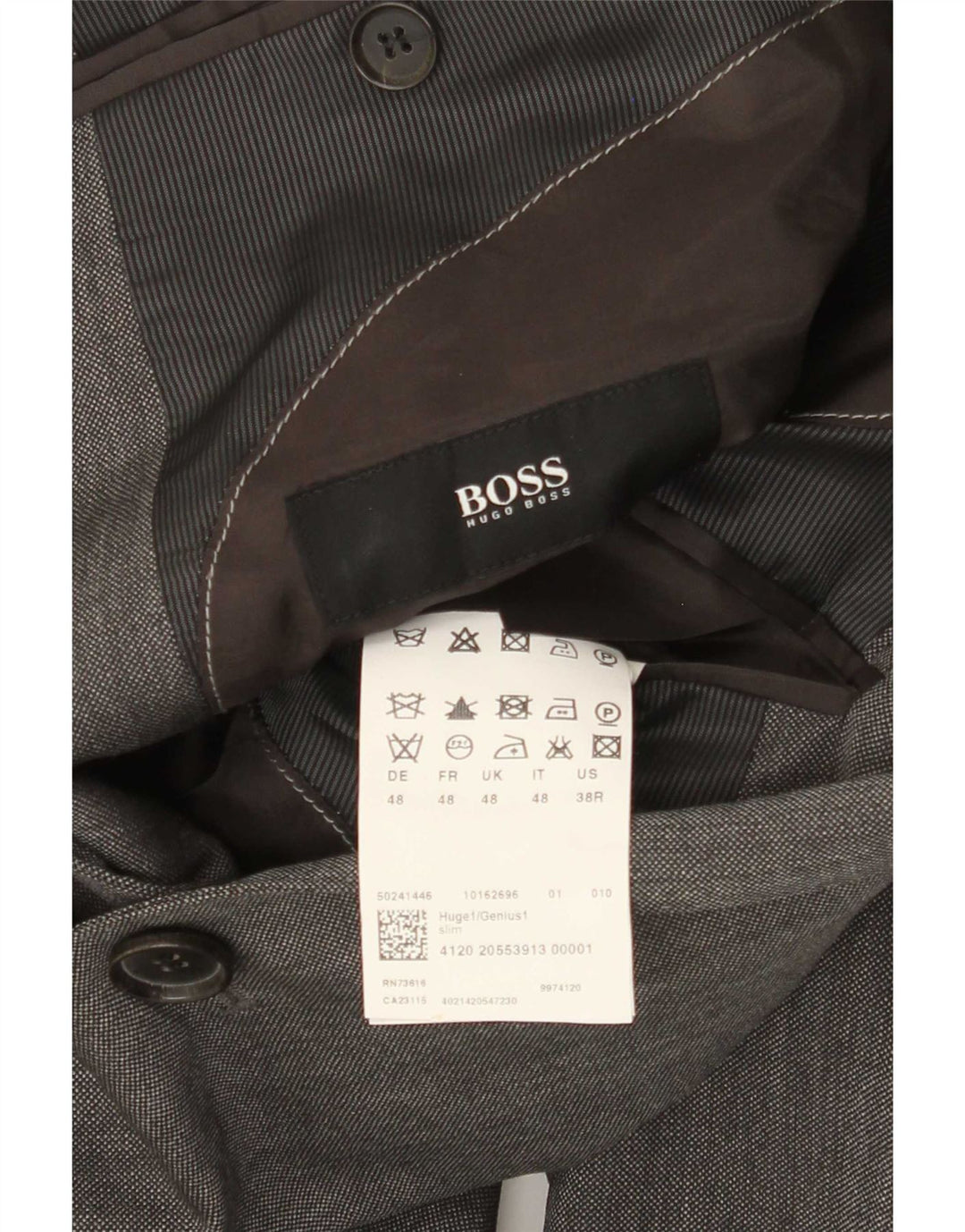 Hugo Boss Mens 2 Button Blazer Jacket EU 48 Medium Grey Virgin Wool